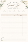 Wedding guest list