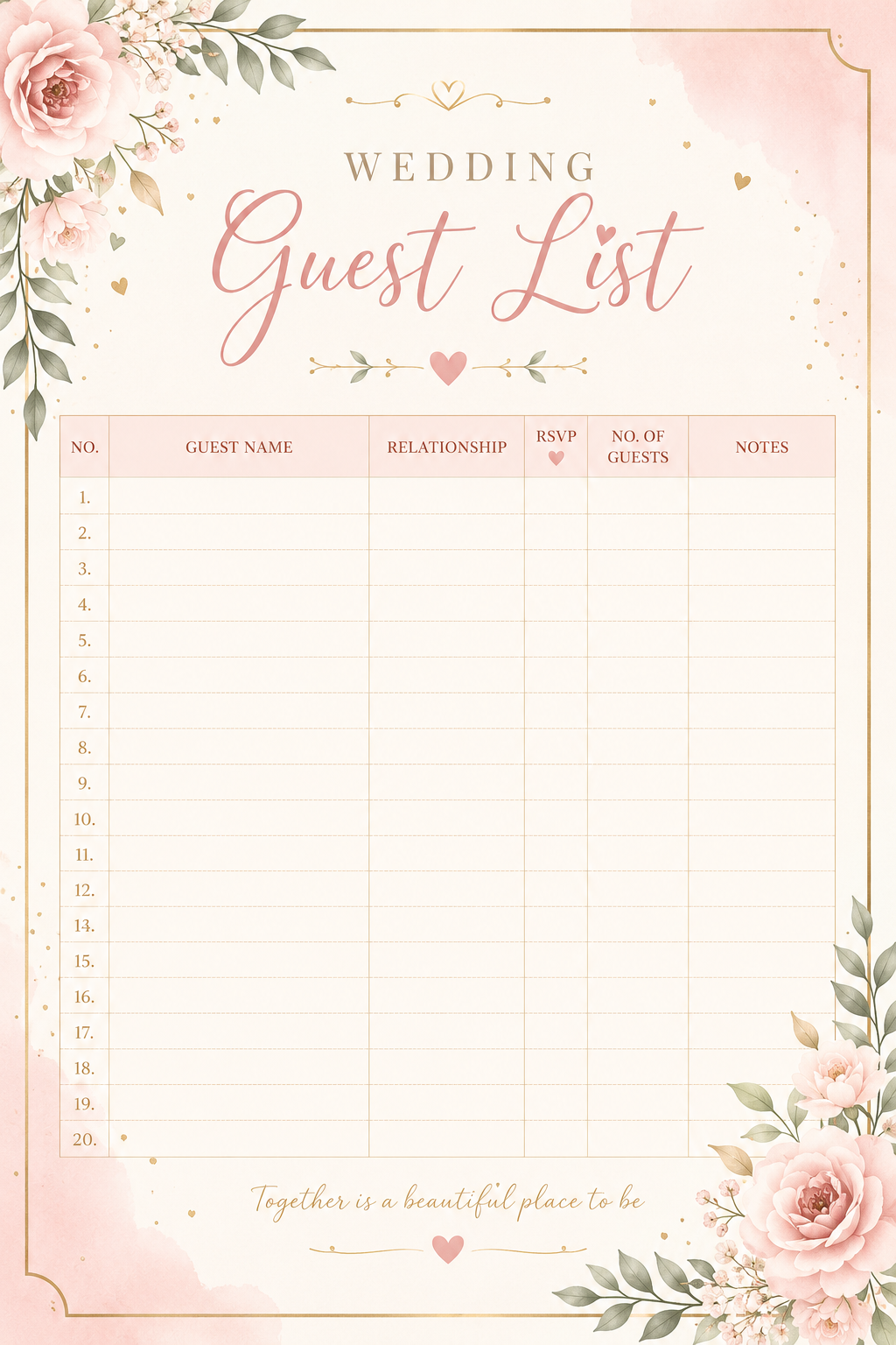 Wedding guest list